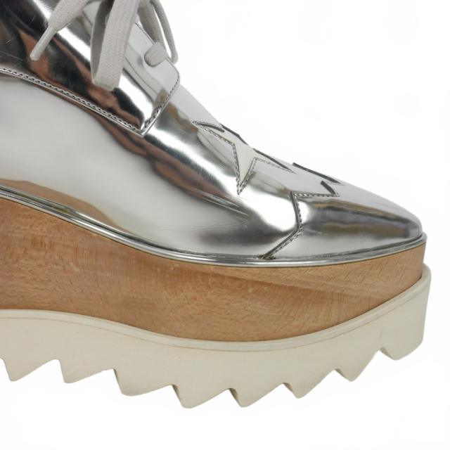 【中古】ステラマッカートニー STELLA McCARTNEY エリス スター プラットフォーム シューズ ローファー 38.5 シルバー レディース_4