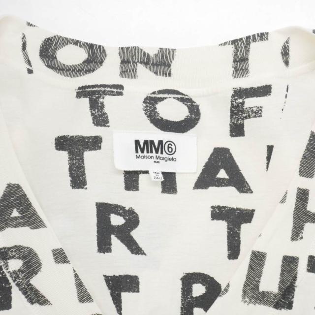 【中古】メゾンマルジェラ MM6 エイズプリント Tシャツ カットソー オーバーサイズ 半袖 Sサイズ オフホワイト 白_8