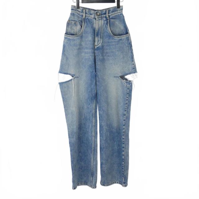 【中古】メゾンマルジェラ Maison Margiela 21SS スラッシュディテール デニムパンツ ワイド 38 水色