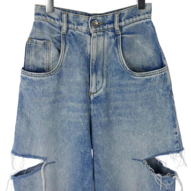 【中古】メゾンマルジェラ Maison Margiela 21SS スラッシュディテール デニムパンツ ワイド 38 水色_1