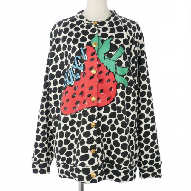 【中古】グッチ GUCCI 19SS ストロベリー プリント ジャケット 総柄 スパンコール S マルチカラー 572808-XJA5K