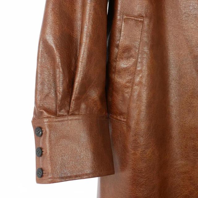 【中古】アメリヴィンテージ Ameri VINTAGE 23AW CRASH FAKE LEATHER COAT フェイクレザーコート ロング丈 M 茶_2
