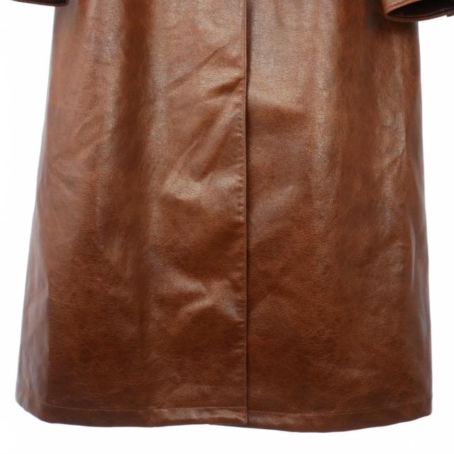 【中古】アメリヴィンテージ Ameri VINTAGE 23AW CRASH FAKE LEATHER COAT フェイクレザーコート ロング丈 M 茶_3