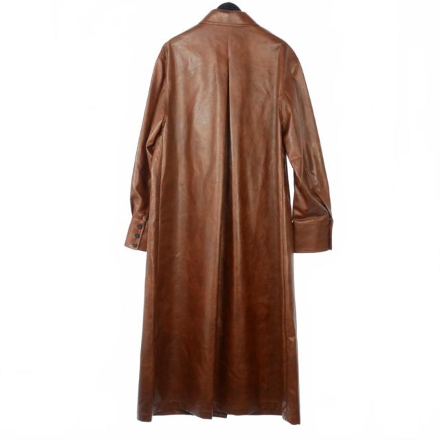 【中古】アメリヴィンテージ Ameri VINTAGE 23AW CRASH FAKE LEATHER COAT フェイクレザーコート ロング丈 M 茶_4