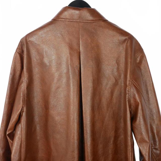 【中古】アメリヴィンテージ Ameri VINTAGE 23AW CRASH FAKE LEATHER COAT フェイクレザーコート ロング丈 M 茶_5