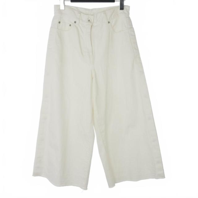【中古】サカイ sacai サイドスナップ カットオフ ワイド デニムパンツ 1 白 ホワイト 22-05967 レディース