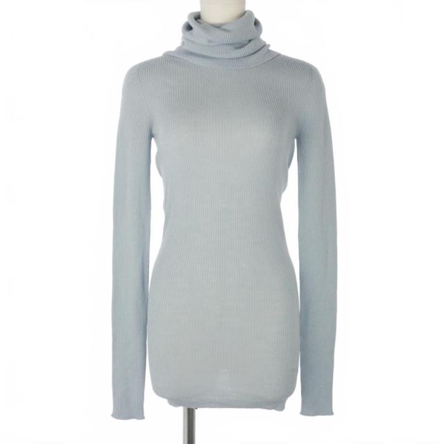 【中古】リックオウエンス Rick Owens FW24 タートルネック リブニット セーター 長袖 XS 青 ブルー RP02D3614-RIBM