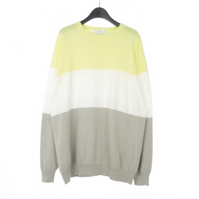 【中古】グラフペーパー Graphpaper 22SS Suvin Trcolor Crew Neck Knit トリコロール コットン ニット セーター 長袖