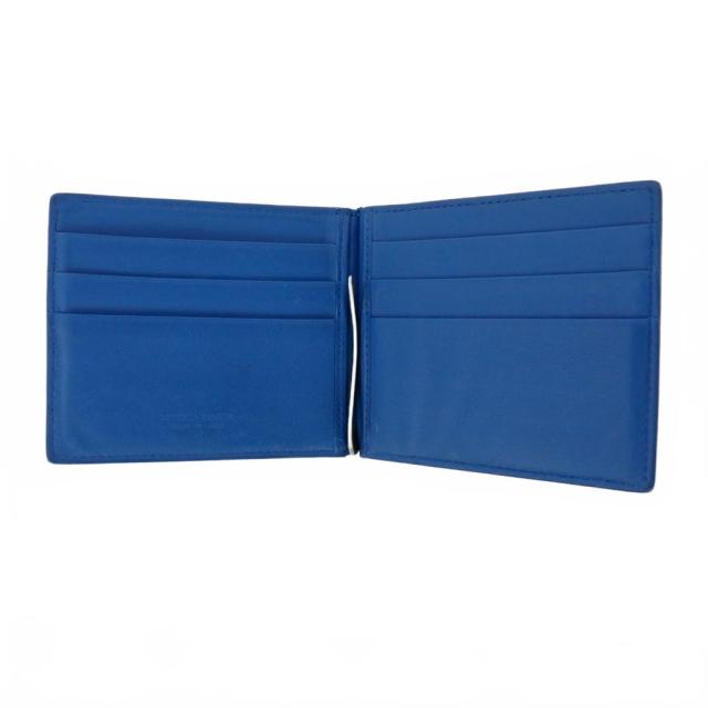 【中古】ボッテガヴェネタ BOTTEGA VENETA イントレチャート マネークリップ カードケース 札入れ 黒 ブラック ブルー_2