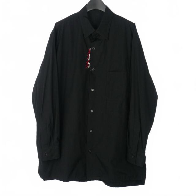 【中古】ヨウジヤマモトノアール YOHJI YAMAMOTO NOIR B Yohji Yamamoto18SS 南無阿弥陀仏シャツ 長袖 3 黒 NR-B72-010