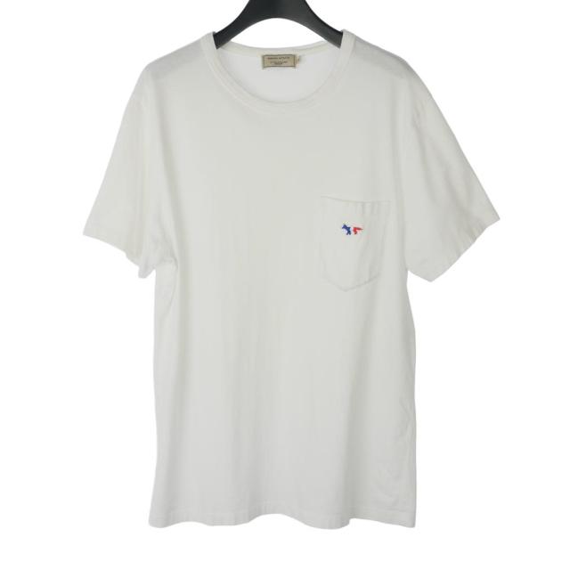 【中古】メゾンキツネ MAISON KITSUNE キツネワッペンTシャツ コットン 半袖 丸首 M 白 ホワイト No.KMM-2800-A