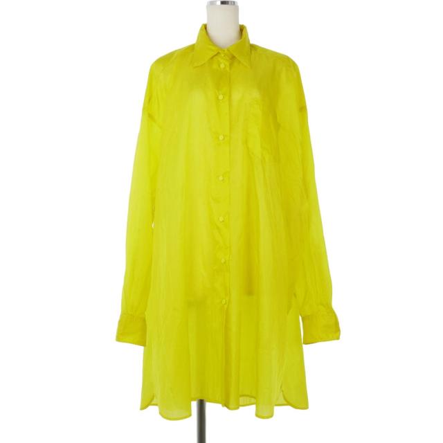 【中古】メゾンマルジェラ Maison Margiela 19SS ナイロン シャツ オーバーサイズ 長袖 ロング丈 XS 黄色