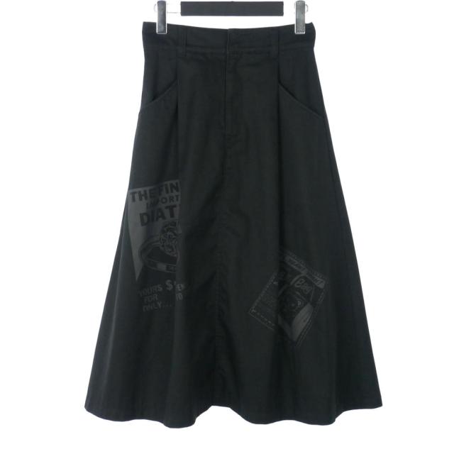 【中古】ヒステリックグラマー HYSTERIC GLAMOUR プリント 1タックスカート S ブラック 黒 01172AK02