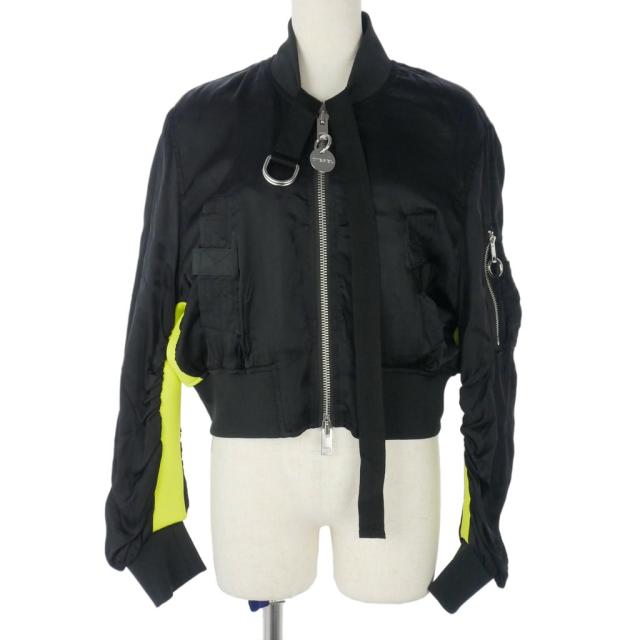 【中古】ディーゼル DIESEL MA-1ジャケット ブルゾン 薄手 黒 ブラック レディース