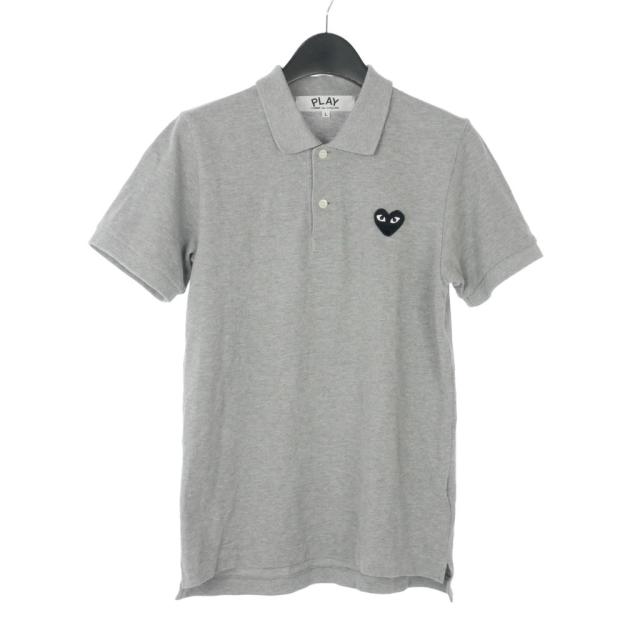 【中古】プレイコムデギャルソン PLAY COMME des GARCONS ハートワッペン ポロシャツ 半袖 コットン L グレー