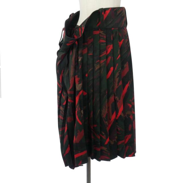 【中古】バレンシアガ BALENCIAGA 18AW 総柄 巻きスコート 筋目 真っただ中丈 34 赤 赤いこと マルチ色合い 92321