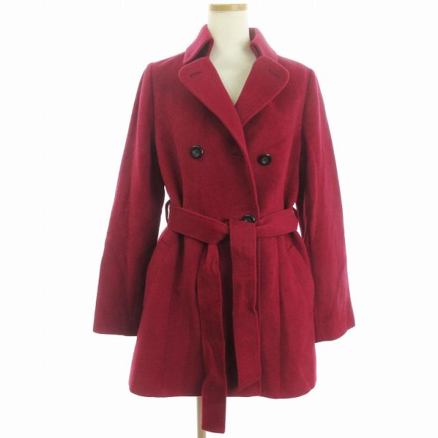 【中古】レリアン ミドル コート ジャケット アンゴラ ウール混 ベルト付き ルージュピンク系11 L相当 レディースの通販は 5,700円