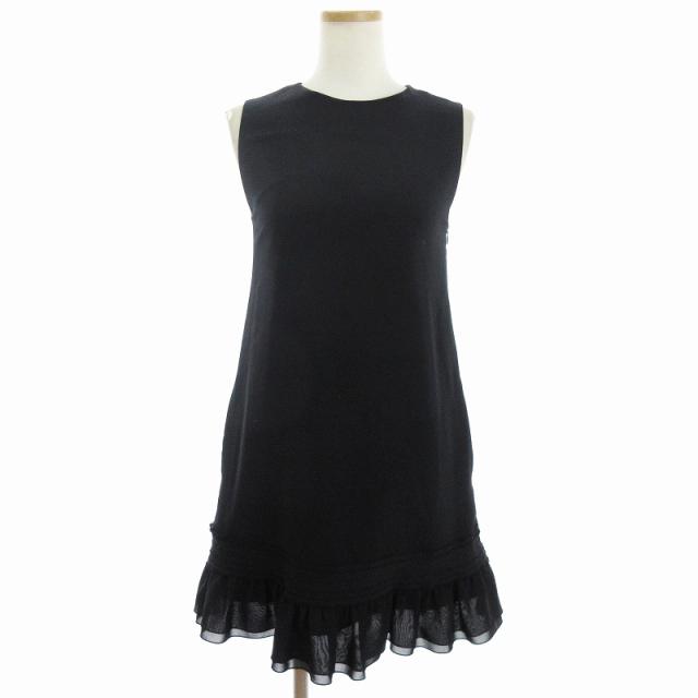 【中古】フォクシーニューヨーク ノースリーブ ワンピース ミニ フリル 31662-NAOFX222L 黒 ブラック 38 レディースの通販は 6,106円