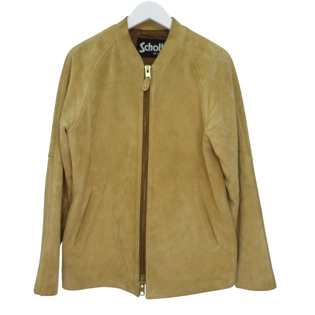 【中古】ショット SCHOTT 長袖 レザージャケット ブルゾン Wファスナー 38 Mサイズ相当 ベージュ k1426 1220 メンズの通販は