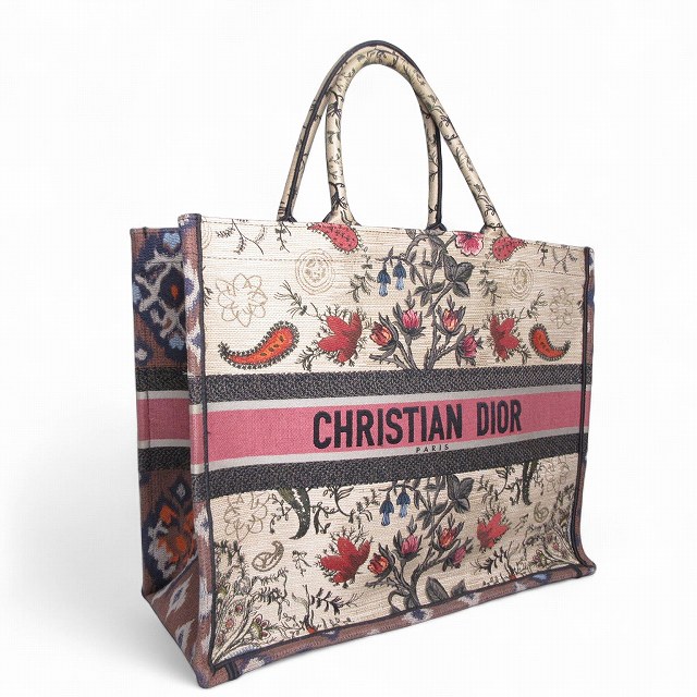 【中古】クリスチャンディオール Christian Dior 美品 BOOK TOTE ブックトート ラージ トートバッグ ボタニカル柄