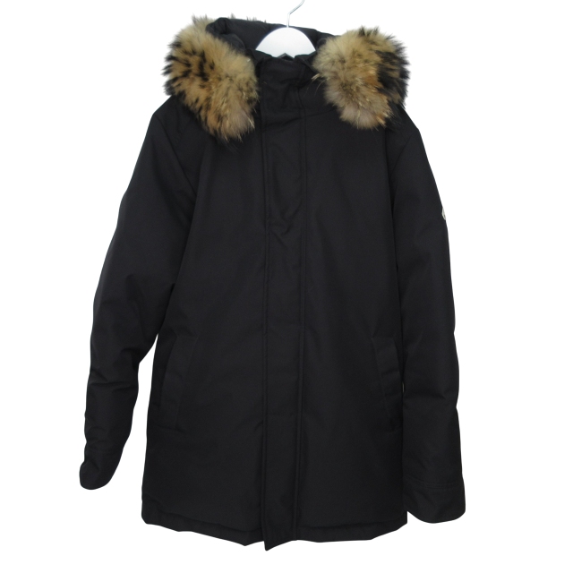 【中古】Pyrenex ANNECY FUR アヌシーダウンジャケット コート ファー ワッペン HMM037 Ｍ ブラック k199615 メンズ