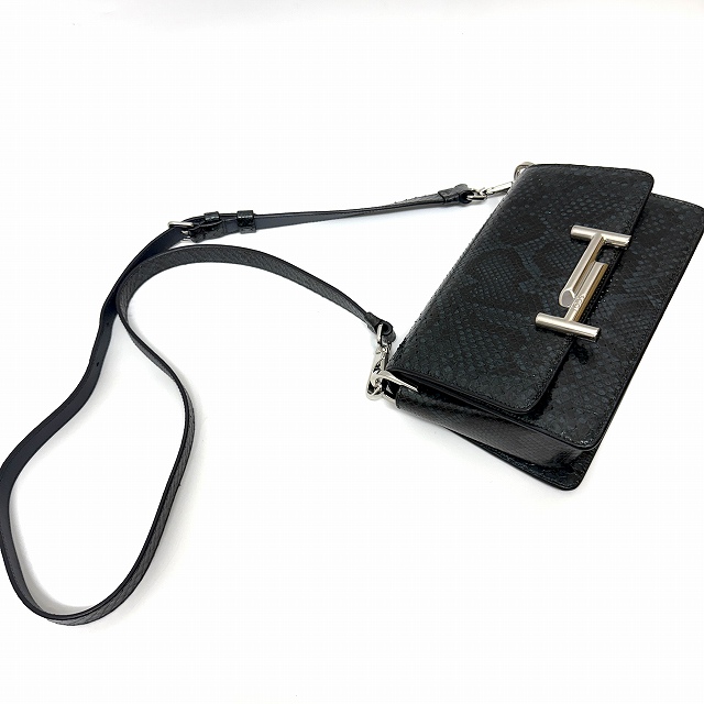 中古】トッズ TOD'S クロスボディ ショルダーバッグ ダブルT パイソン