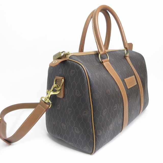 Christian Dior　ボストンバッグ　レザー　キャメル　スエード ヴィンテージ　本革　ディオール　3900AU 希少 良品 Christian Dior ボストンバッグ トロッター柄 PVC×レザー