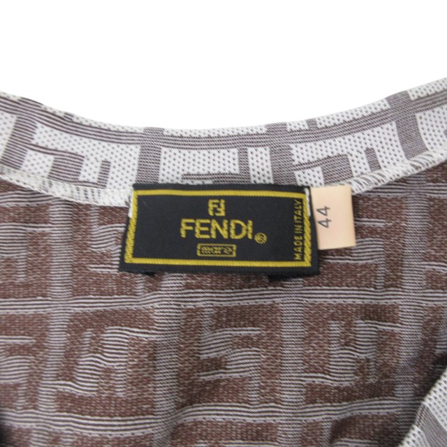 【中古】フェンディ FENDI ワンピース ノースリーブ ロゴ ズッカ柄 ひざ丈 ブラウン系 44 Lサイズ相当 k230143 0709_2
