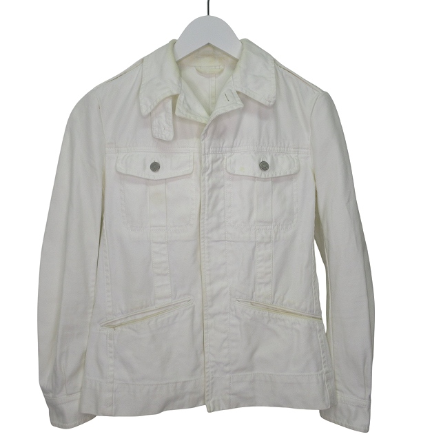 【中古】グッチ GUCCI 長袖 デニム ジャケット Gジャン アウター 46 Mサイズ相当 ホワイト k235540 1021 メンズ