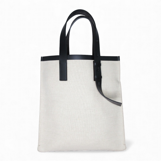【中古】サルヴァトーレフェラガモ Salvatore Ferragamo トートバッグ キャンバス レザー ロゴ アイボリー ブラック E11240125198_1