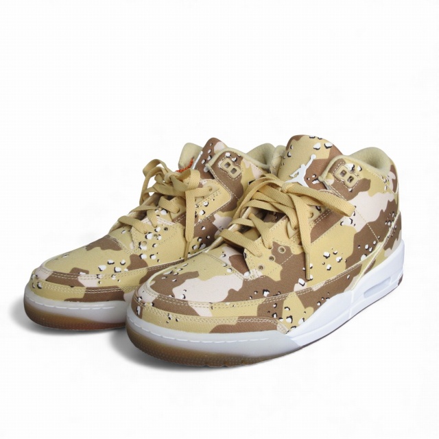 【中古】ナイキ NIKE タグ付き 未使用 エアジョーダン 3 レトロ TEX Desert Camo スニーカー カモフラ柄 ベージュ系