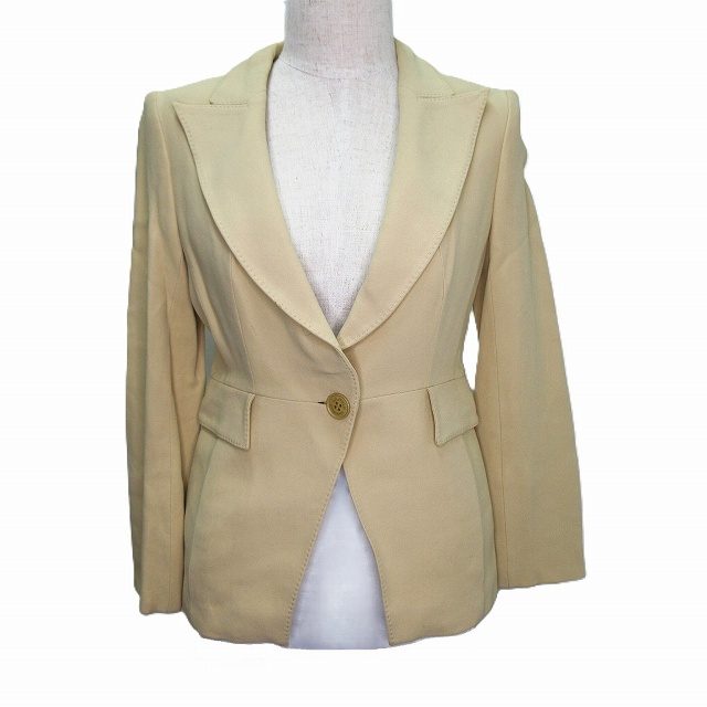 【中古】ランバン LANVIN 長袖 テーラードジャケット シングル 36 Mサイズ相当 ベージュ k33535 0212 レディース
