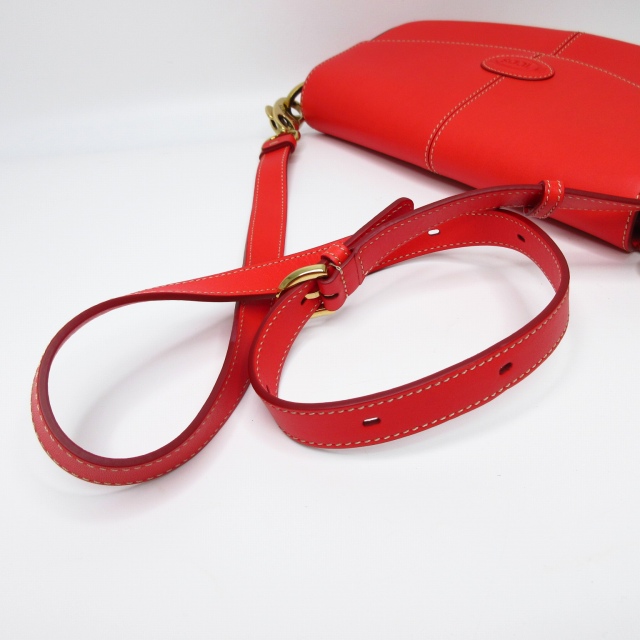 【中古】トッズ TOD'S 美品 Cバッグ ショルダーバッグ クロスボディバッグ ロゴ レザー レッド E02180526341_6