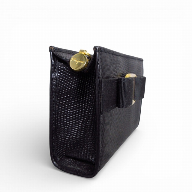 【中古】サルヴァトーレフェラガモ Salvatore Ferragamo 美品 ヴァラリボン ポーチ 223057 ブラック k375010_2