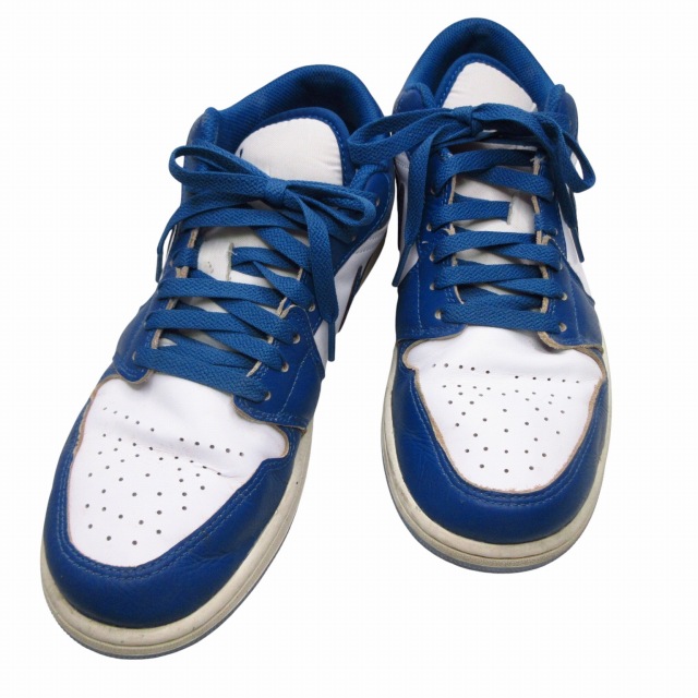 【中古】ナイキ NIKE AIR JORDAN 1LOW スニーカー 靴 ウイングロゴ ロートップ 28?p ブルー ホワイト k367930 メンズ