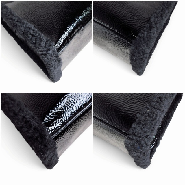 【中古】アグ UGG ×TELFAR テルファー 美品 コラボ トートバッグ ショルダーバッグ パテントレザー シワ加工 ブラック_5