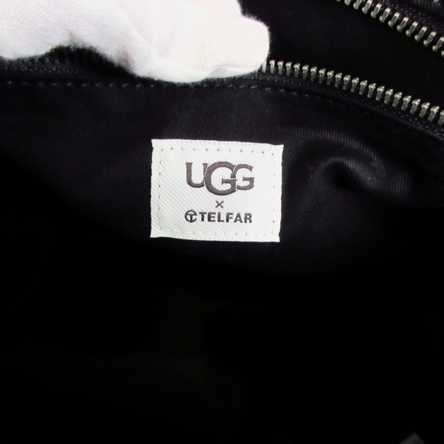 【中古】アグ UGG ×TELFAR テルファー 美品 コラボ トートバッグ ショルダーバッグ パテントレザー シワ加工 ブラック_8