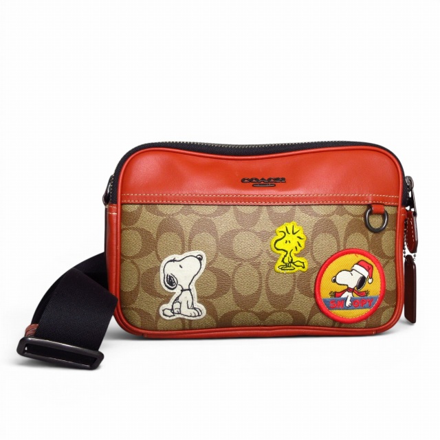 【中古】コーチ COACH × PEANUTS ピーナッツ グラハム クロスボディ ショルダーバッグ シグネチャー キャンバス