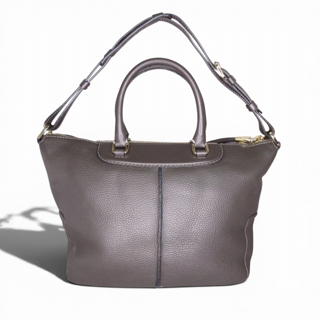 【中古】トッズ TOD'S ショルダーバッグ ハンドバッグ レザー チャコールグレー系 E04220426242