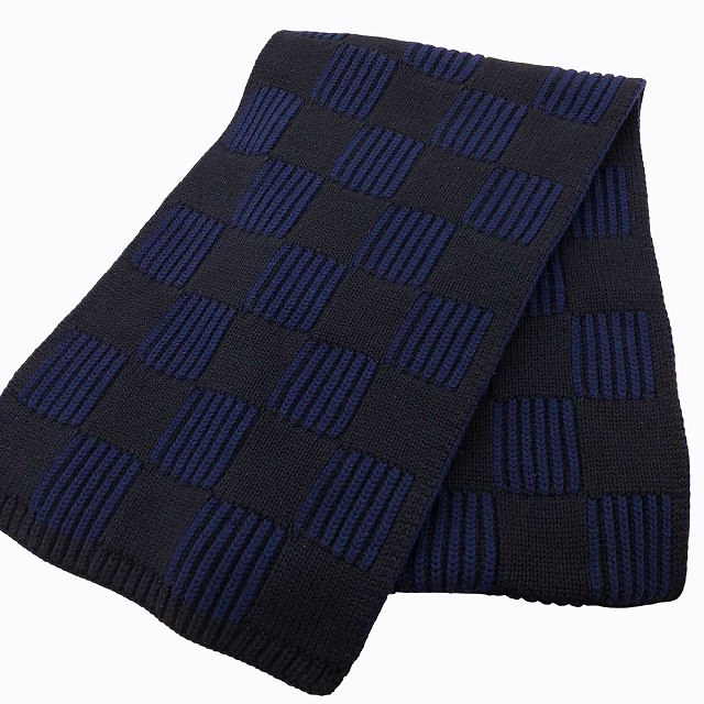 LOUIS VUITTON ネイビー チェックマフラー 【公式通販】