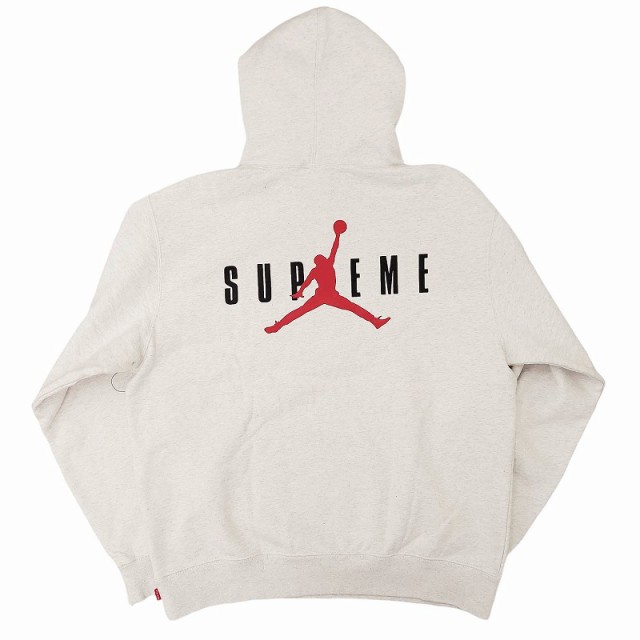 【中古】未使用品 シュプリーム SUPREME Jordan Hooded Sweatshirt Ash Grey コラボ パーカー フーディ トレーナー ジョーダン ロゴ