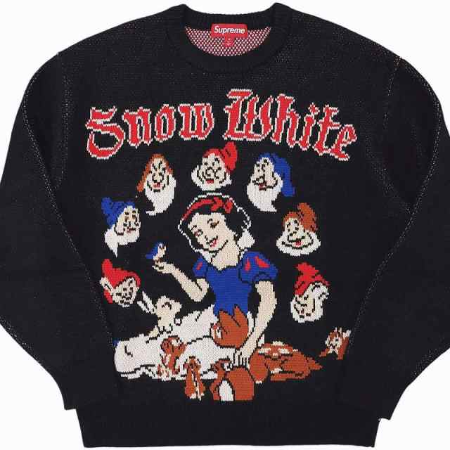 【中古】未使用品 シュプリーム 24AW Snow White Sweater Black コラボ スノー ホワイト セーター ニット ディズニー ロゴ