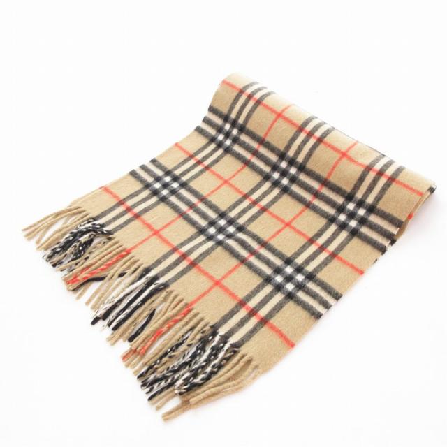 【中古】バーバリーズ Burberrys 美品 ヴィンテージ ノバチェック カシミヤ マフラー ストール フリンジ ベージュの通販は 7,500円