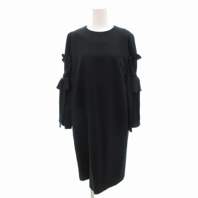 【中古】アドーア ADORE ライトフラノリボンスリーブワンピース Iライン ウール 長袖 ひざ丈 36 S 緑 531-7240104の通販は