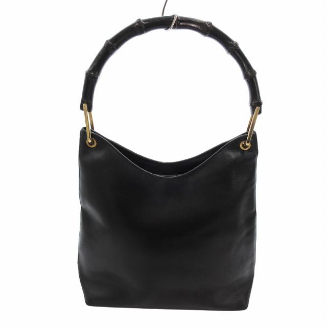 【中古】グッチ GUCCI ワンショルダーバッグ 肩掛け ハンドバッグ バンブー レザー 黒 ブラック 001 3007 /VU●の通販は