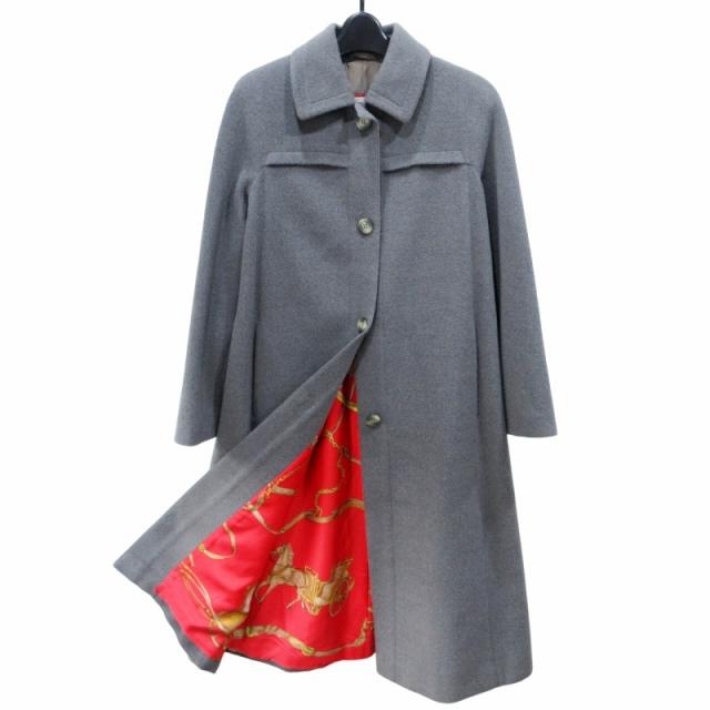 Herno （黒シルクロングコート ）イタリー製 裏地ベージュ馬車柄