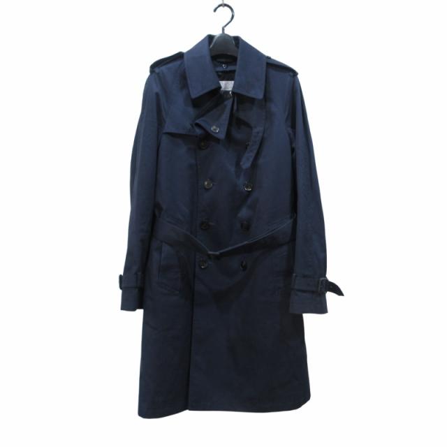 【中古】エトネ ETONNE ライナー付 トレンチコート ジャケット 紺 ネイビー M メンズ