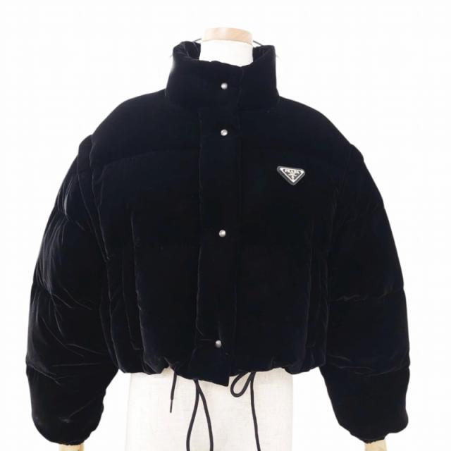 中古】プラダ コンバーチブル クロップド ベルベット ダウン