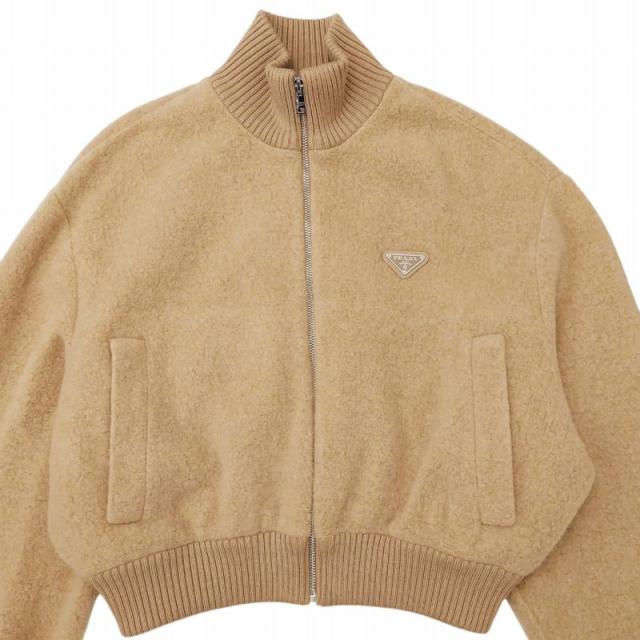 中古】プラダ 美品 カシミヤ フリースジップジャケット ブルゾン