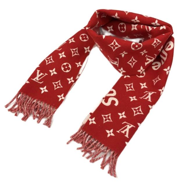美品】louis vuitton 赤モノグラムストール 中古】LOUIS VUITTON
